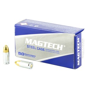 Magtech 9AS 9mm Luger Ammo 115gr FMJ Steel Case 50 Rounds