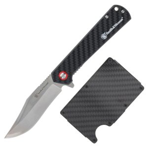 Smith & Wesson 1227072 Knife/Wallet Combo Carbon Fiber Handle Promo Q4