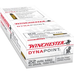Winchester USA22M Dynapoint 22 WMR 45 gr Copper Plated Hollow Point Ammo 50 Bx/ 40 Cs