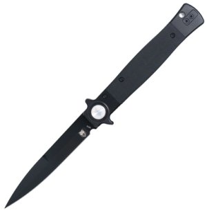 CobraTec Stiletto Button Lock G10 Knife Folding Blade Black/Black