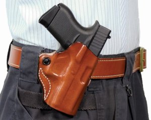 DeSantis 019TAE1Z0 Mini Scabbard RH OWB Leather Holster for Glock 26/27