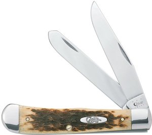 Case Cutlery Trapper 2BLD 4 1/8" Amber Bone Knife