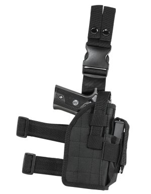 NcStar CVDLHOL2954B Drop Leg Holster Right Hand Black PVC Fits Semi-Auto