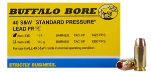 Buffalo Bore 23D20 .40 S&W 125gr Barnes TAC-XP Lead-Free Ammo 20 Rounds