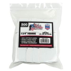 Pro-Shot 1.75" Square Cotton Flannel Gun Cleaning Patches 7mm-.38/6mm 500ct