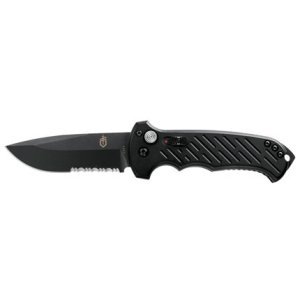 Gerber 06 Auto Folding Knife 8.5" S30V Serrated Drop Point Black Blade Aluminum Handle