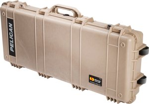 PELICAN 1700 Case with Wheels, 3 PC Foam, 34" Guns, Tan
