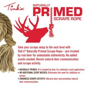 Tinks Primed Scrape Rope 32in Pre-Scented Synthetic Fiber