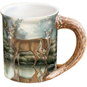 Wild Wings Sculpted Mug 16 oz Tranquil Waters Deer Design