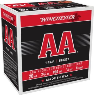 Winchester AA 20GA Low Recoil Target Load 2.75" 7/8 oz #8 Shot