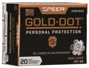 Speer 23619GD Gold Dot 9mm Luger 147gr Hollow Point 20/Box