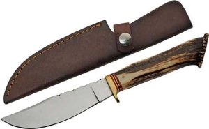 SZCO SS7030 Steel Stag 5" Hunter Knife Deer Antler Handle SS Blade