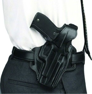 Galco FL104B Fletch OWB Black Leather Holster for Ruger GP100, S&W L Frame