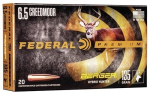 Federal P65CRDBCH1 6.5 Creedmoor 135gr Berger Hybrid Hunter Ammo 20 Rounds