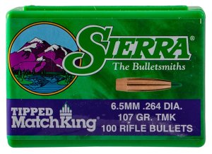 Sierra Bullets Tipped MatchKing 6.5mm .264 107gr HPBT 100ct 7407