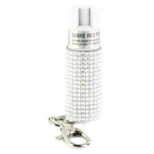Sabre Jeweled Pepper Spray with Key Ring Silver