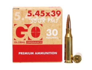 Global Ordnance 197892005456 5.45x39mm 55 Grain FMJ Brass Ammo 30 Rounds
