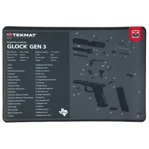 TekMat TEKR17GLOCKG3 Glock Gen 3 Black/White Rubber 11"x17" Glock Gen3 Parts Diagram