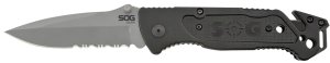 SOG SOG-FF24-CP Escape 3.40" Part Serrated Folding Knife Black Handle