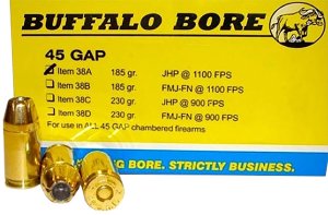 Buffalo Bore 38A20 45 GAP 185gr JHP Ammo 20 Rounds