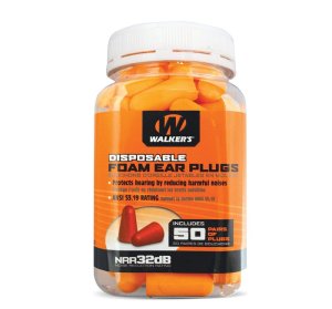 Walker's Foam Ear Plugs NRR 32dB Jar 50/ct Soft Disposable