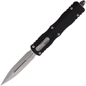 Microtech Dirac Delta 227-10 3.79 In D/E Stonewash BLK ALU Handle