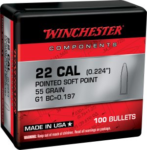 Winchester WB223SP55X 22 Caliber 55 Grain Pointed Soft Point Bullets