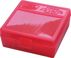 MTM Case-Gard P-100 Series .38 Special 100 Round Handgun Ammo Box Clear Red