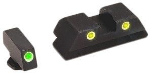 AmeriGlo GL121 Classic Tritium Sight Set for Glock Green White Outline