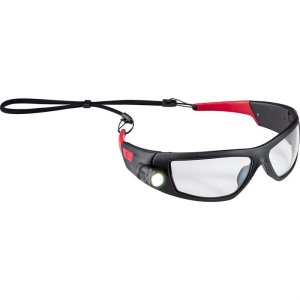 Coast PRODUCTS SPG500 SAFETY GLASSES W/BUILT-IN RECHARGEABLE LIGHT BLK/RED