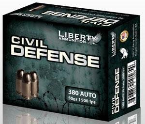 Liberty AMMUNITION Civil Defense .380 Auto 20rd 50Gr Ammo LA-CD-380-023