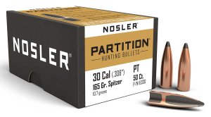 Nosler 16330 Partition Hunting 30 Cal .308 165 gr Spitzer 50 Per Box