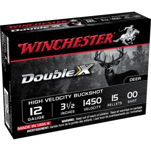 Winchester Ammo SB12L00 Double X High Velocity 12 Gauge 3.50" 15 Pellets 00 Buck Shot 5 Per Box/50 Cs