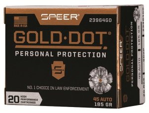 Speer 23964GD Gold Dot 45ACP 185gr Hollow Point 20 Rounds Box