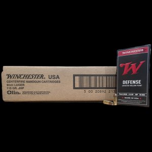 Winchester Defense 9mm, 115gr JHP, 500rd Case