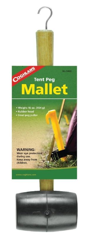COGHLAN'S 9460 Tent Peg Mallet Rubber Head Wooden Handle Peg Puller