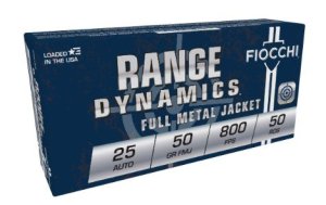 Fiocchi 25AP 25ACP 50gr Full Metal Jacket 50 Per Box /20 Case