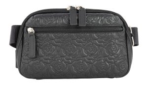 GTM GTM-117/RSE Black Zippered Waistpack Crossbody Lambskin
