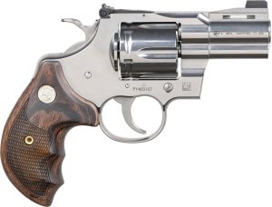 Colt's Manufacturing, Python, 357 Magnum, 2.5 Barrel, Stainless Steel Finish, Walnut Round Butt Grips, Tritium Night Front/Adjustable Rear Sights, 6 Rounds
