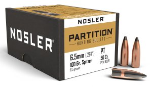 Nosler Partition 6.5mm .264 100 GR Spitzer Bullets 50 Pack 16319