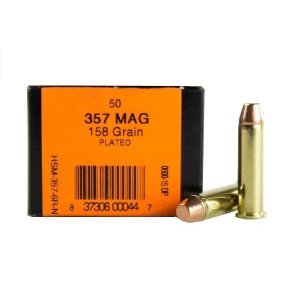 HSM Ammunition HSM3576RN .357 Mag 158gr Plated FP 50rd