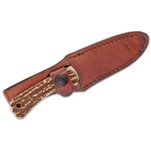 Uncle Henry Detail Skinner Knife, 6.5in Overall, 3.1in 7Cr17MoV Blade, Staglon Handle, Leather Sheath
