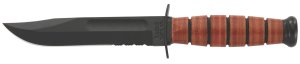 KA-BAR 1252 USMC Short Knife 5.25 In 1095 Cro-Van Leather Handle Sheath