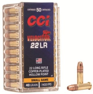 CCI 0047 Velocitor 22 Long Rifle 40 Grain Copper Plated Hollow Point 50 Rou