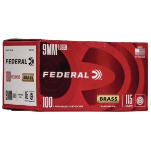 Federal Champion Training WM51991 9mm Luger 115 Grain FMJ 100 Box