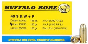 Buffalo Bore 23B20 Heavy 40 S&W +P 180gr JHP Ammo 20 Rounds