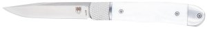 CobraTec CTTHRWTABA154CM Trapper 3.13" 154CM Blade White Abalone Handle