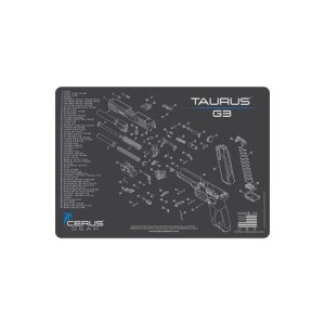 Cerus Gear Taurus G3 Schematic Handgun Mat 12x17 Charcoal Gray Non-Slip