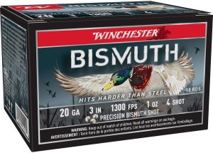 Winchester SWB2034XV 20ga Bismuth Shotshell 3" 1oz #4 1300fps 15ct