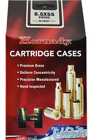 Hornady 86263 6.5x55 Swedish Unprimed Brass Cases 50 Count